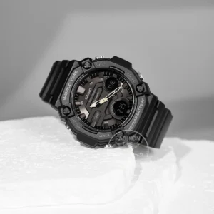 Black digital analog watch