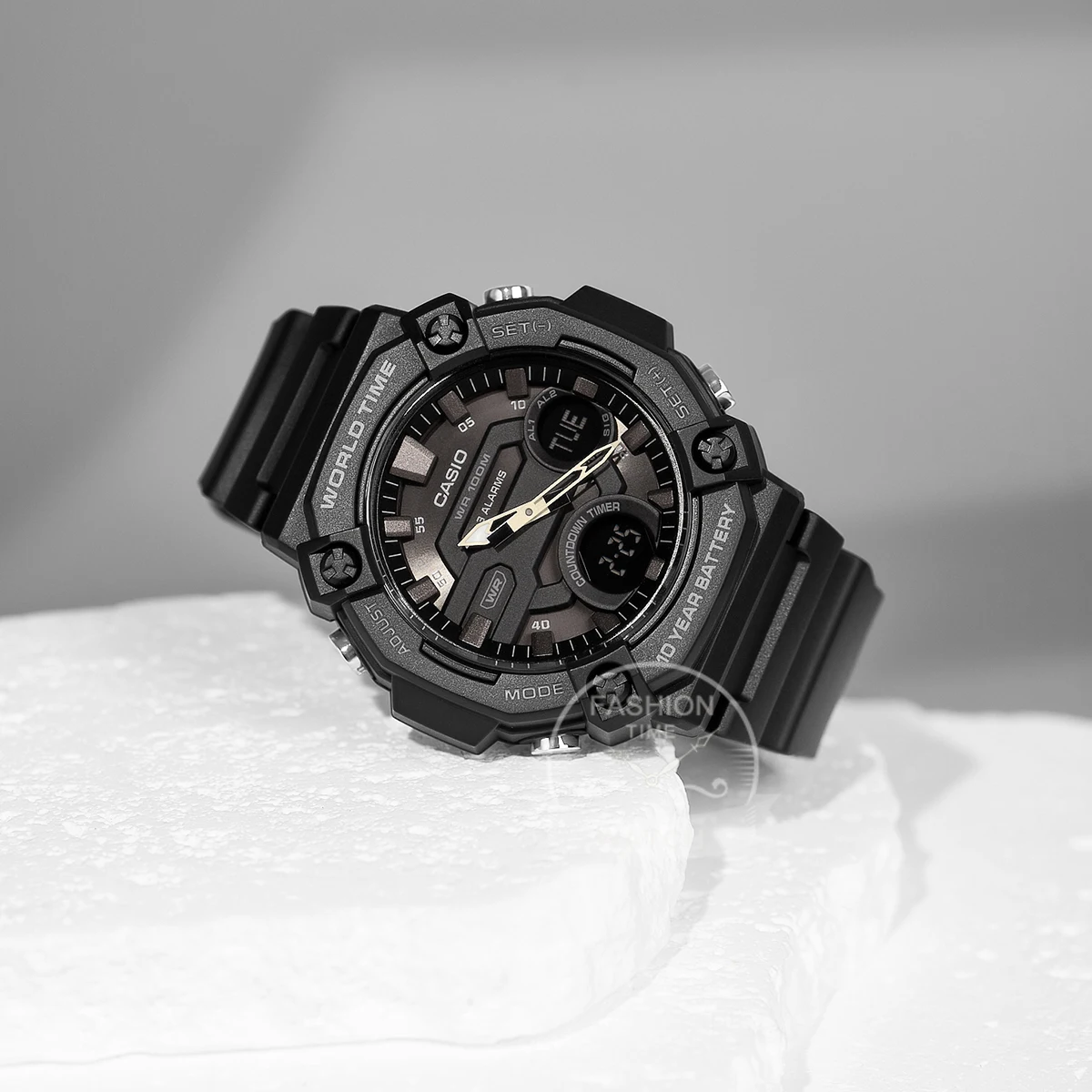 casio watch for men dual display multi function electronic watch aeq 120w series Black digital analog watch