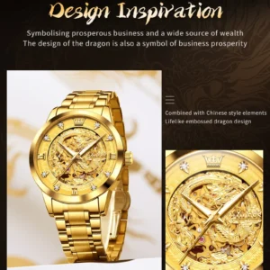 Gold dragon watch design