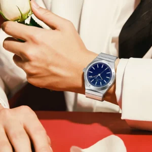Elegant watch with white rose.