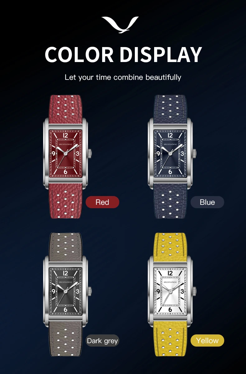 2025 new fashion specht & söhne square watch 28mm men's watches ultrathin vh31 movt casual watch 50m waterproof reloj hombre Rectangular watches color display