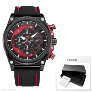 Black red chronograph watch