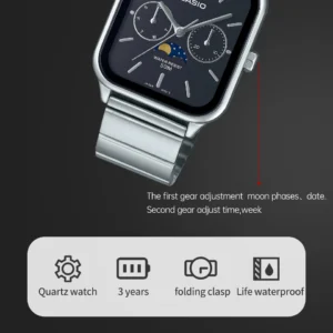 Silver watch with moon phase