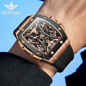 Luxury skeleton watch on wrist