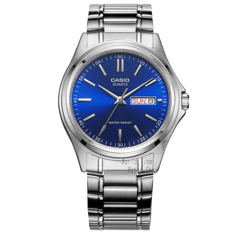 casio watch men simple week calendar waterproof quartz men watch business casual style Blue faced metal watch