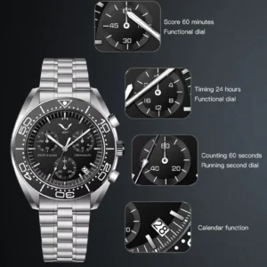 Men's chronograph watch features