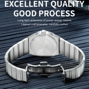 Silver watch with metal strap