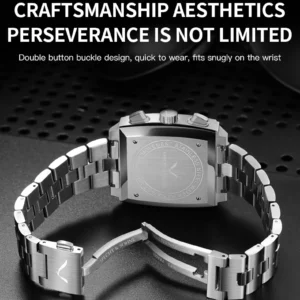 Silver watch with buckle clasp
