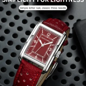 Red rectangular faced watch