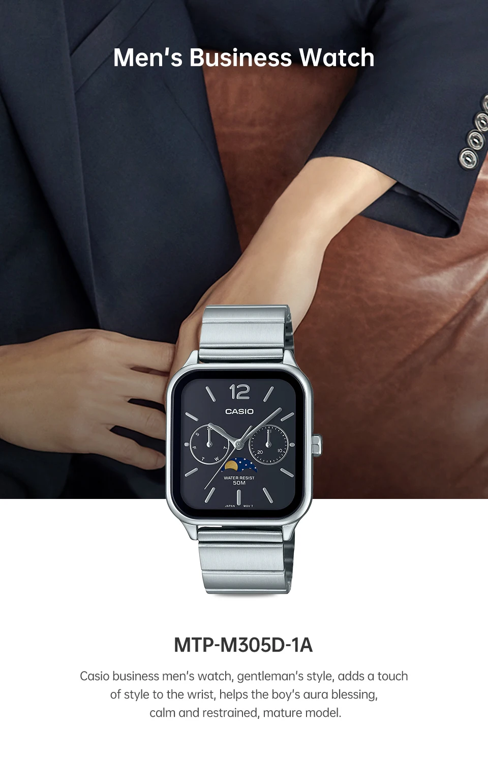 casio wrist watch for men fashion top luxury set quartz waterproof limited edition model new style moonphase square watchs Men's business watch
