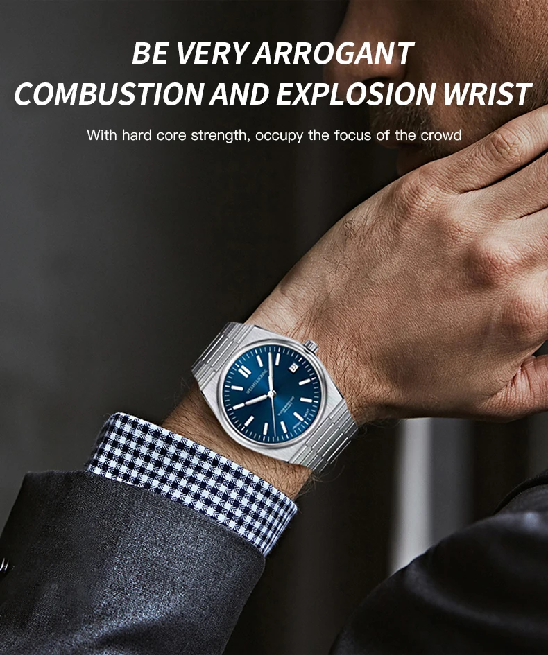 2025 new high quality specht&sohne 37mm men's watches quartz movt pvd gold sapphire stainless steel classic watch 50m waterproof Men's blue dial watch.