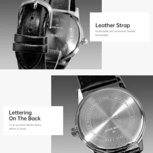 Black leather watch strap