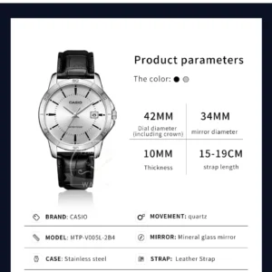 Silver watch with black strap