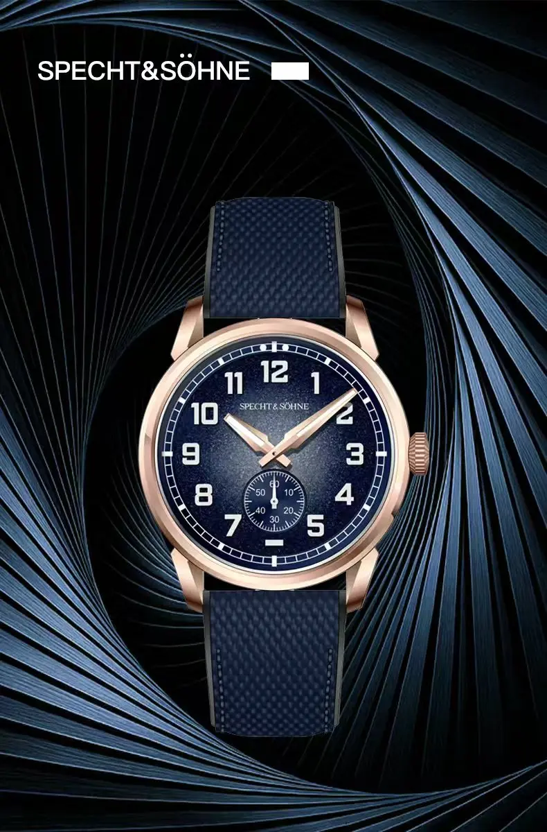 specht & söhne new automatic mechanical watch for men green color rubber strap sapphire crystal c3 luminous 38mm sports watches Luxury blue watch with rose gold