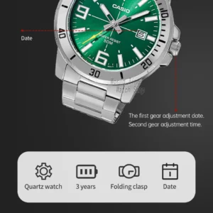 Green Casio watch with date