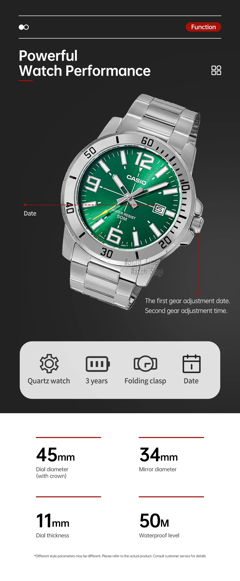 casio watch for men top brand luxury set waterproof quartz watch simple atmosphere reloj mujer mtp vd01d 3b Green Casio watch with date