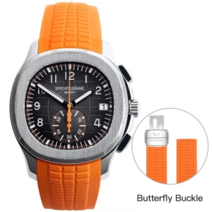 Orange strap watch with chronograph