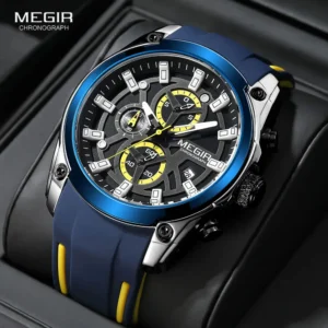 Men's blue and yellow watch