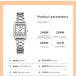 Square stainless steel bracelet watch