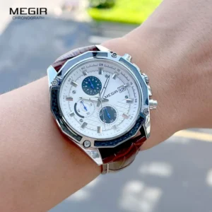Men's chronograph wristwatch on arm