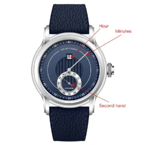 Blue men's watch with markers