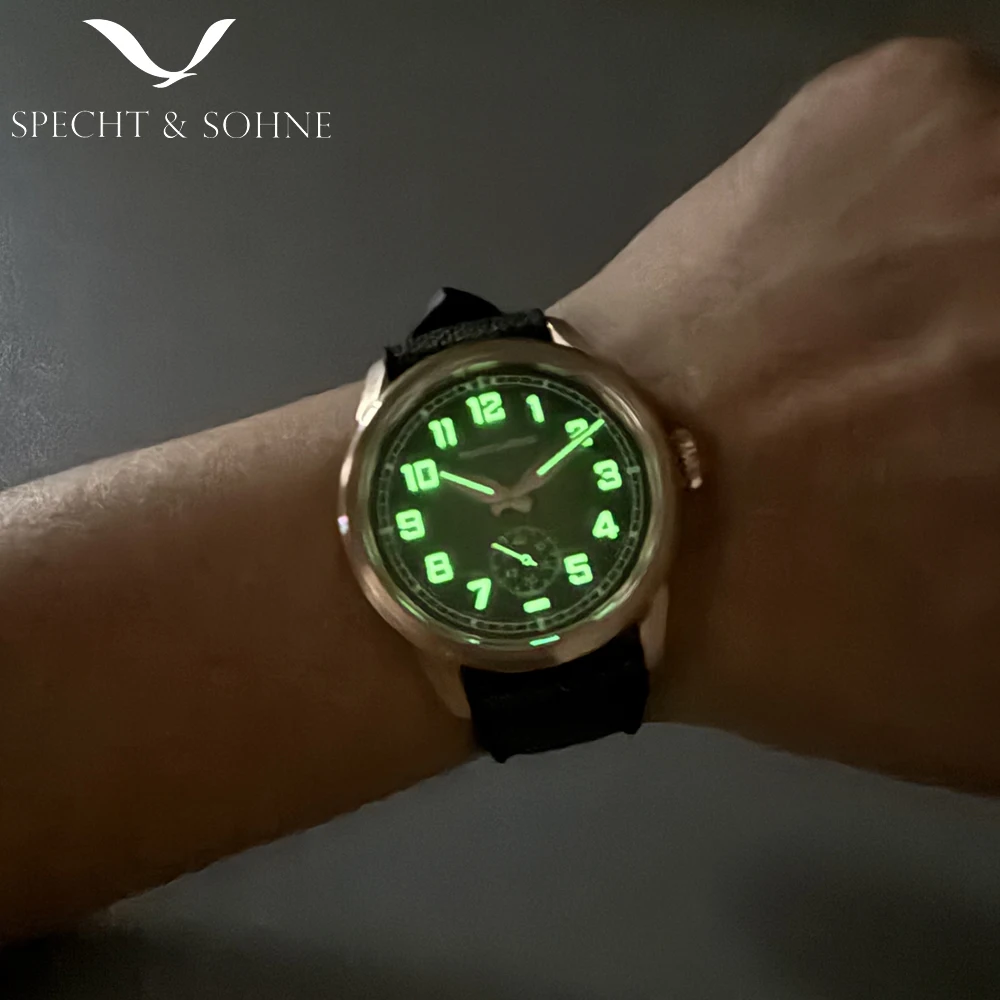 specht & söhne new automatic mechanical watch for men green color rubber strap sapphire crystal c3 luminous 38mm sports watches Glow in the dark watch