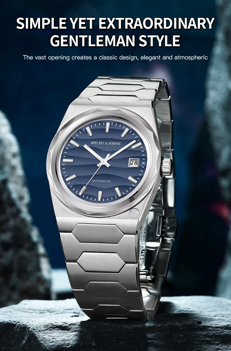2025 new specht&sohne 222 gold watch luxury men's watches automatic mechanical wriswatch miyota 8215 movt sports wristwatch 37mm Blue dial automatic watch bracelet.