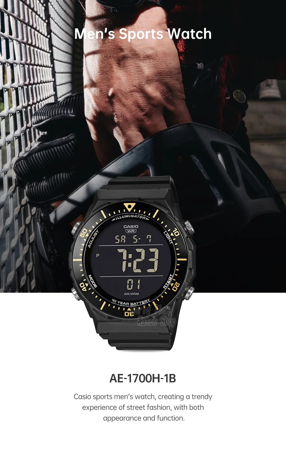 casio watch for men 2026 new model ae 1700h 1b top brand luxury suit relogio masculino часы мужские наручные Men's sports watch digital display