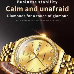 Gold diamond embellished watch