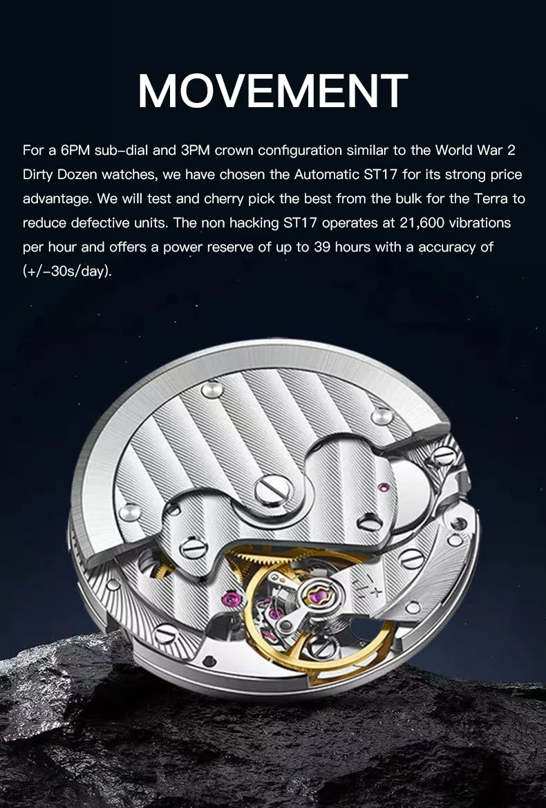 specht & söhne new automatic mechanical watch for men green color rubber strap sapphire crystal c3 luminous 38mm sports watches Watch movement close up