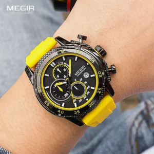 Yellow band chronograph watch