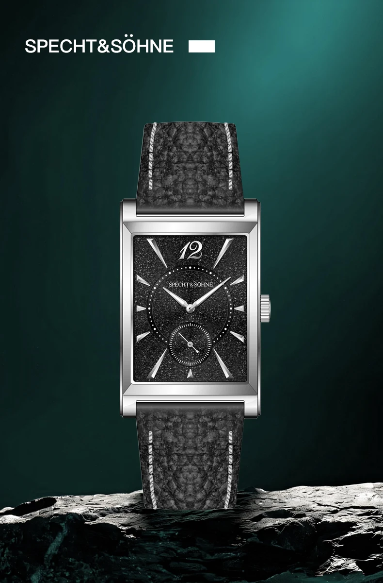 2025 new fashion specht & söhne square watch men's watches ultrathin japan movt casual men watch black color reloj hombre 26mm Rectangle watch with black dial