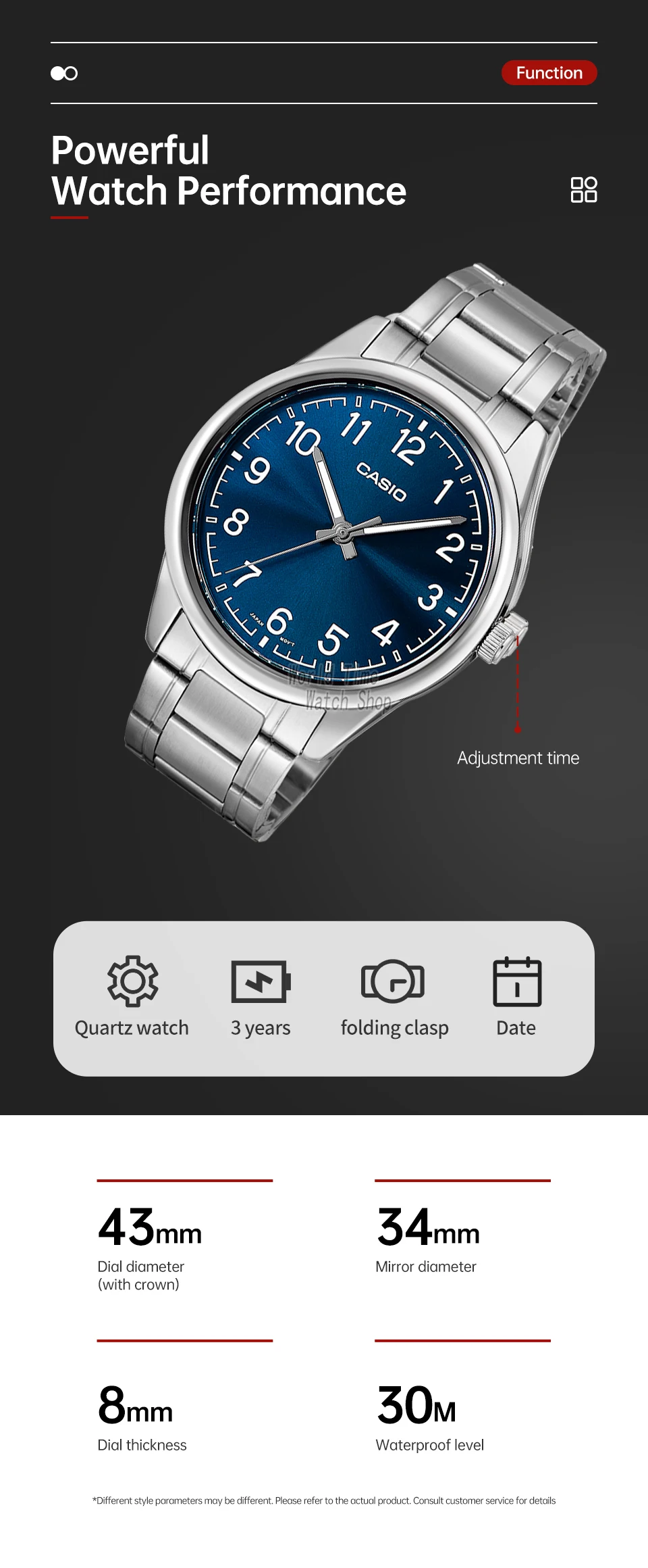 casio watch for men simple relogio waterproof business casual watch mtp v005d 2b4 steel belt series Blue dial quartz watch