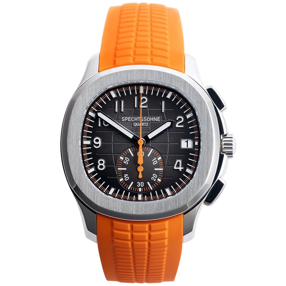 droppshiping products 2025 men watch specht&sohne japan chronograph quartz wristwatch rose gold relogio masculino 50m waterproof Orange watch with black face