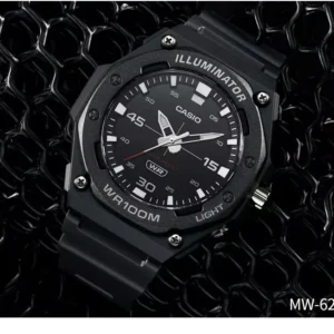 Black watch with silver hands