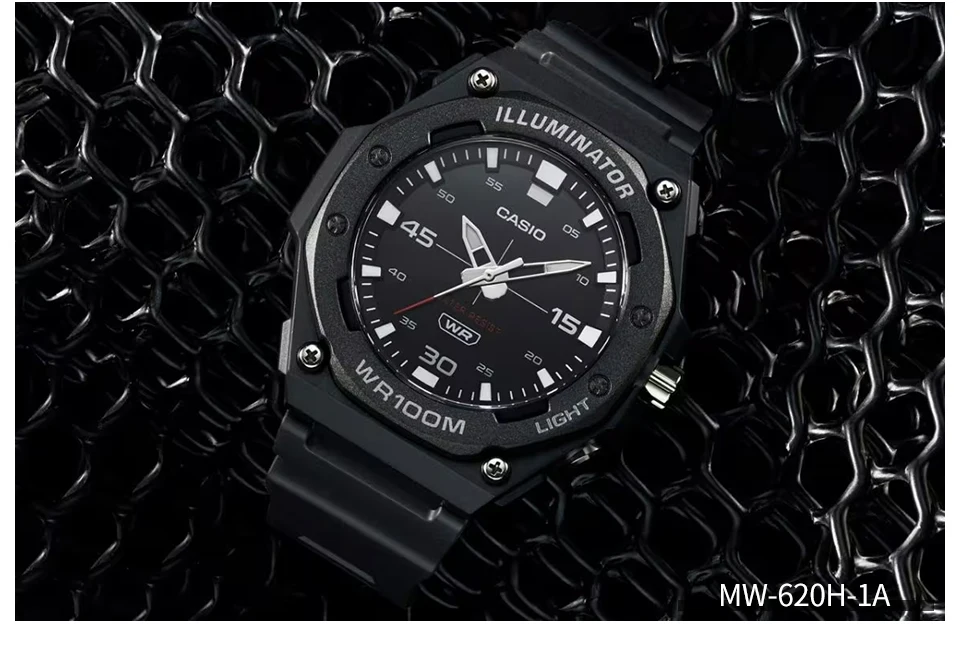 casio watch for men new model top set waterproof quartz casual watch relogio masculino часы мужские наручные mw 620h series Black watch with silver hands