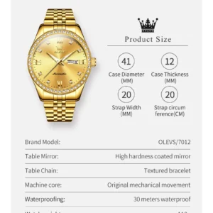 Golden automatic men's watch
