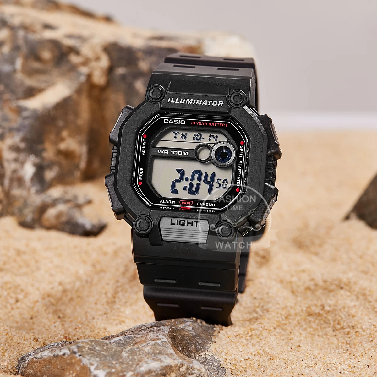 casio watch for men top luxury set military digital watch multifunctional relogio w 737h 1a Digital watch on sand background