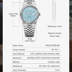 Watch parameter information diagram