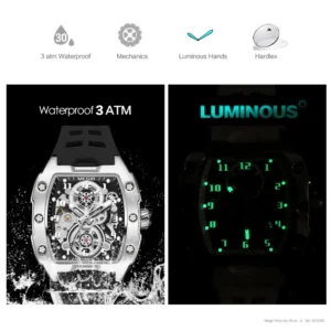 Skeleton watch, luminous hands