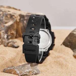 Black sports watch strap detail