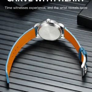 Blue leather watch band