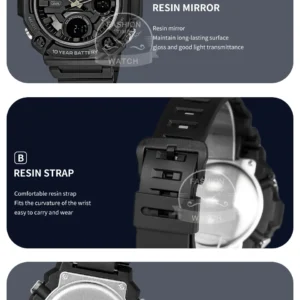 Black digital watch details