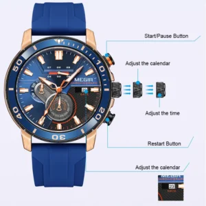 Blue chronograph watch instructions