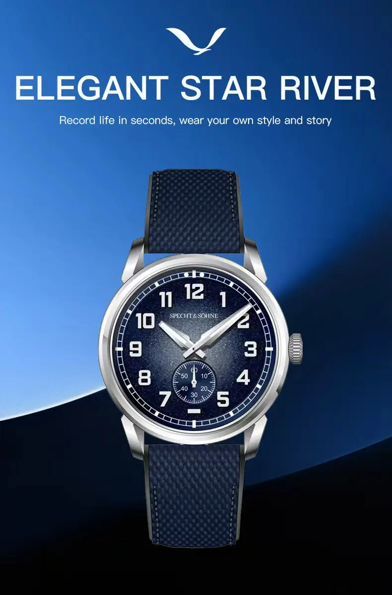 specht & söhne new automatic mechanical watch for men green color rubber strap sapphire crystal c3 luminous 38mm sports watches Elegant blue wrist watch