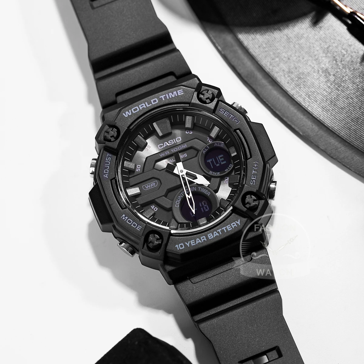 casio watch for men dual display multi function electronic watch aeq 120w series Black digital analog watch