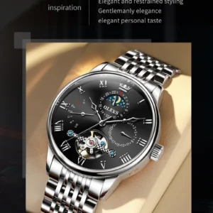 Men's elegant silver wristwatch.