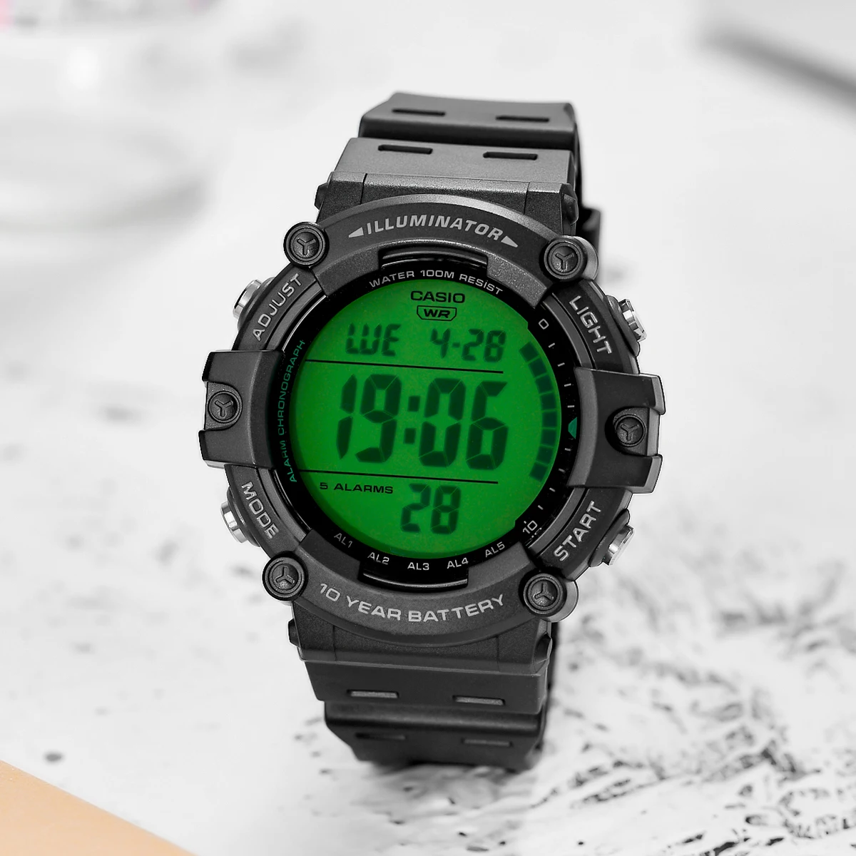 casio watch for men vintage square relogio masculino 2026 new model ae 1500whc series Black digital watch green screen