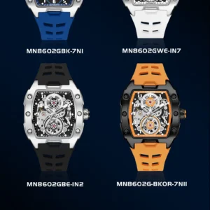 Four watches in various colors