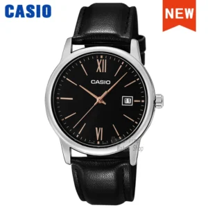 Black leather band Casio watch